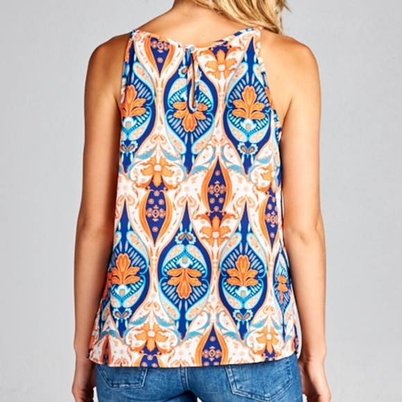 019 {Renee C}Sz S paisley BorderPrintSleevelessTankTop - Picture 2 of 2